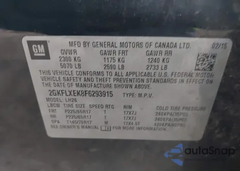 2015 GMC Terrain Slt-1 из США, поврежденный, VIN 2GKFLXEK8F6293915